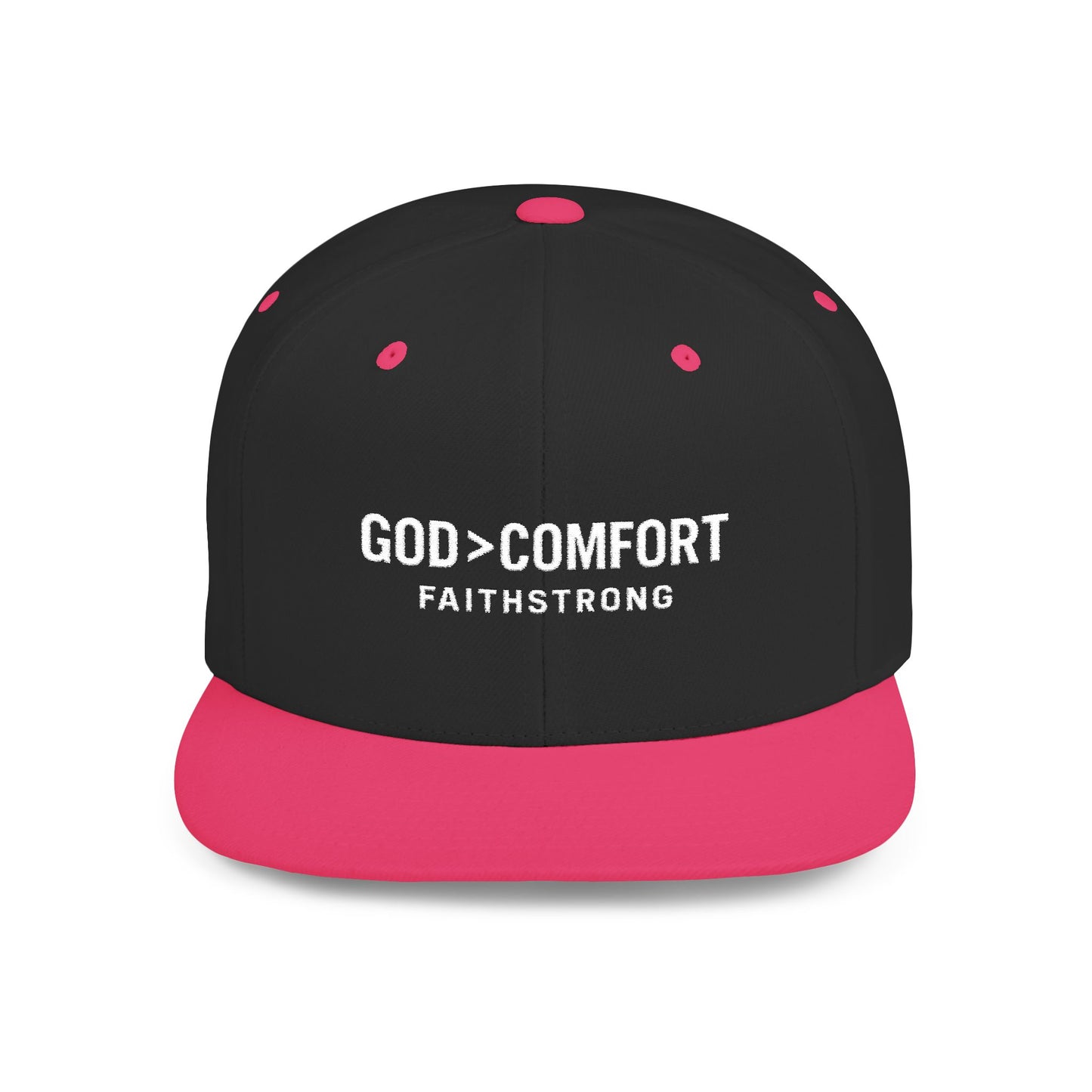Snapback Cap FaithStrong 'GOD > COMFORT' Stitched Hat