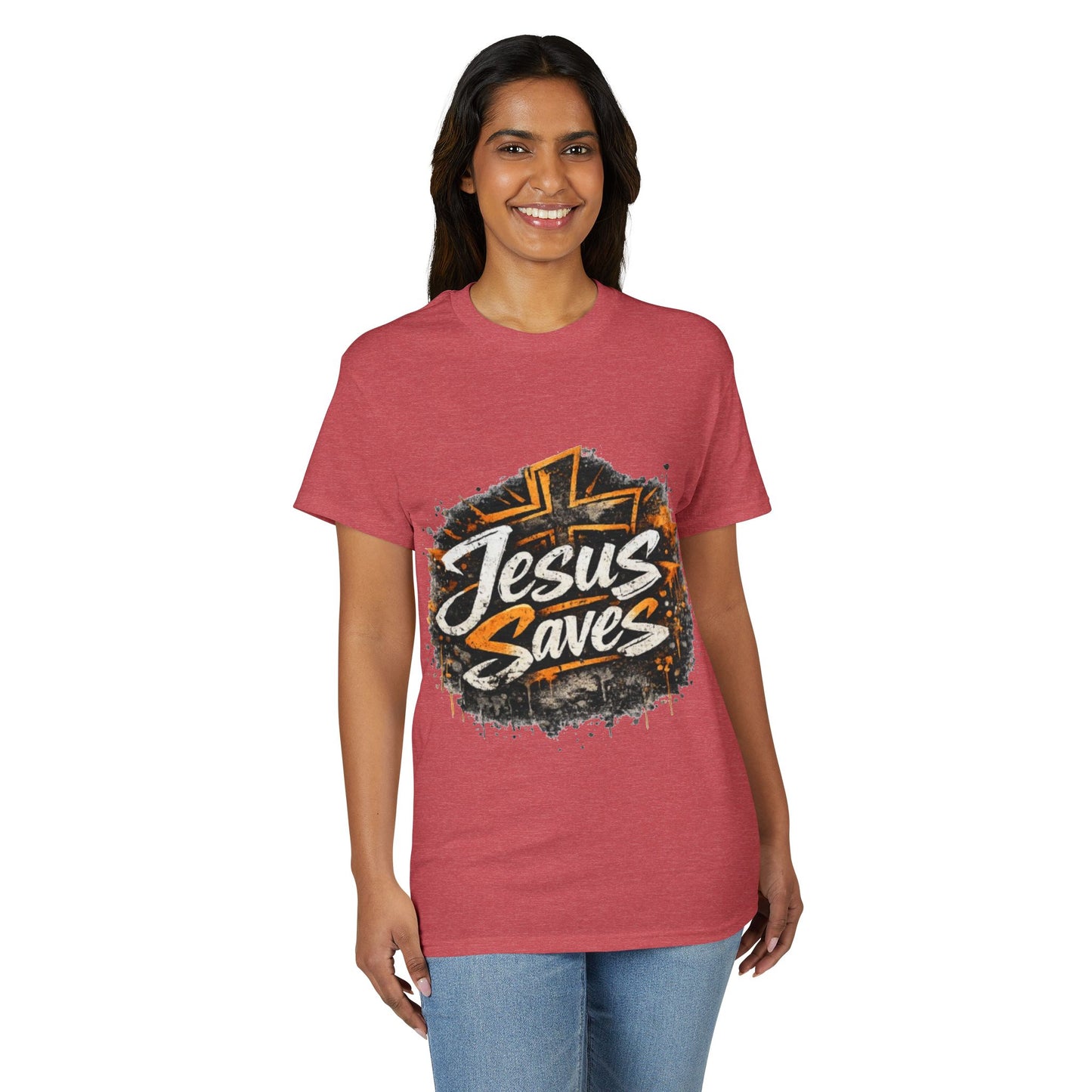Jesus Saves T-Shirt — Christian Faith Graphic Tee with Cross Design