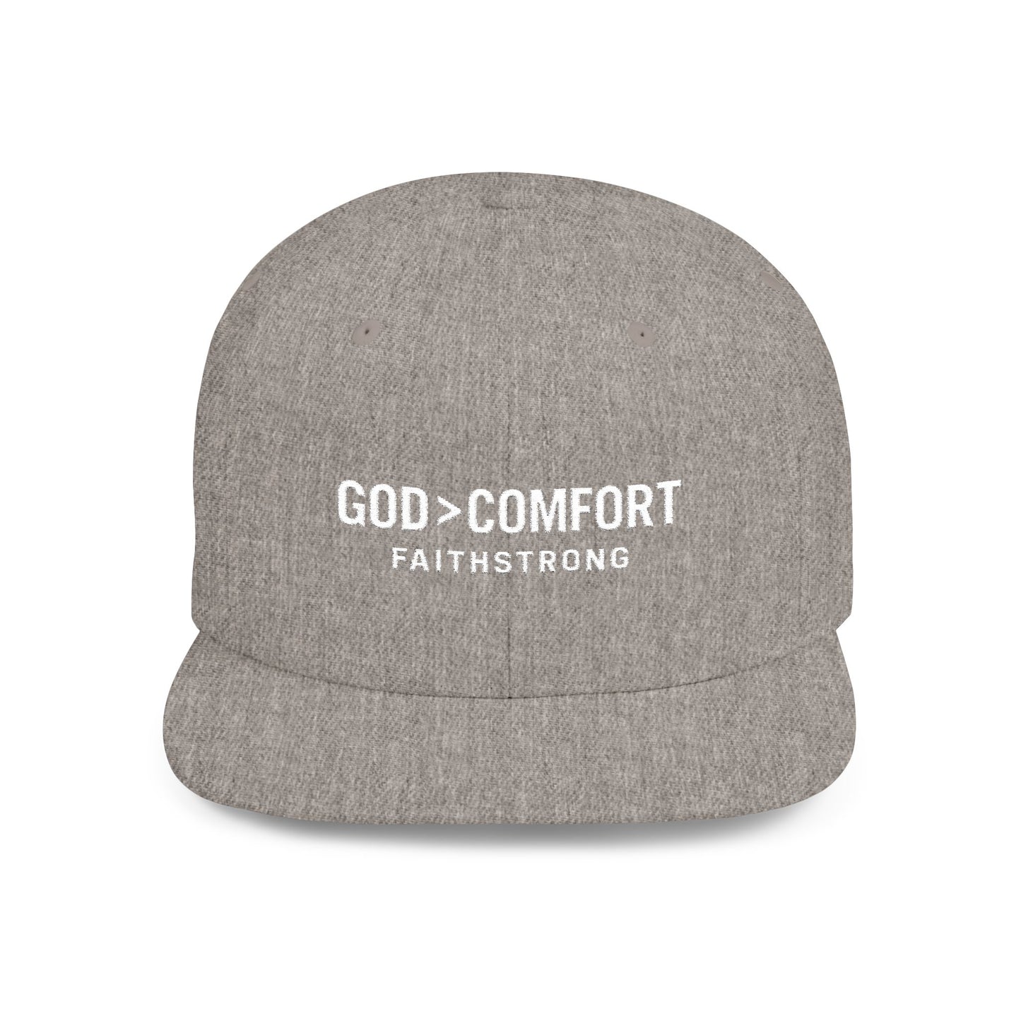 Snapback Cap FaithStrong 'GOD > COMFORT' Stitched Hat