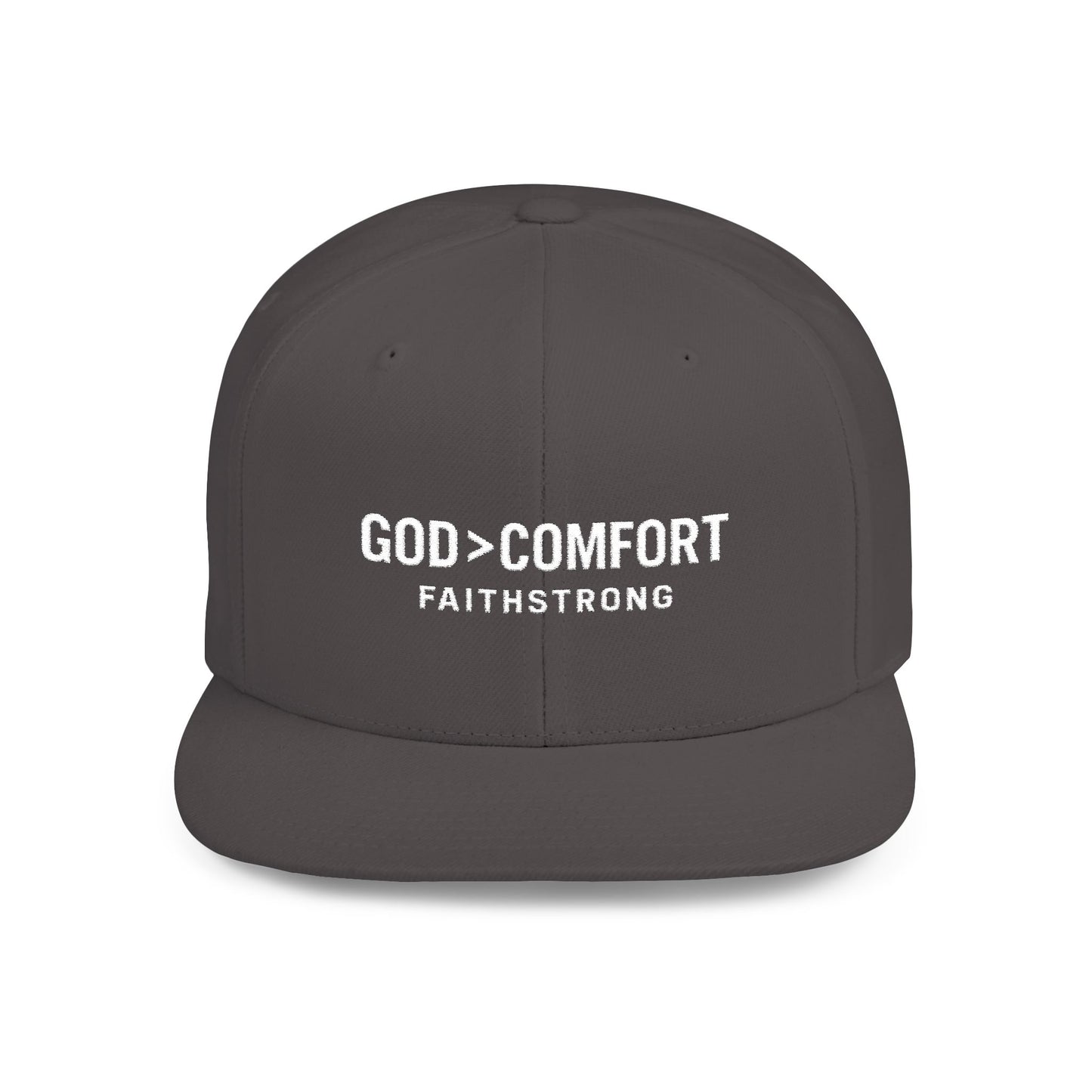 Snapback Cap FaithStrong 'GOD > COMFORT' Stitched Hat