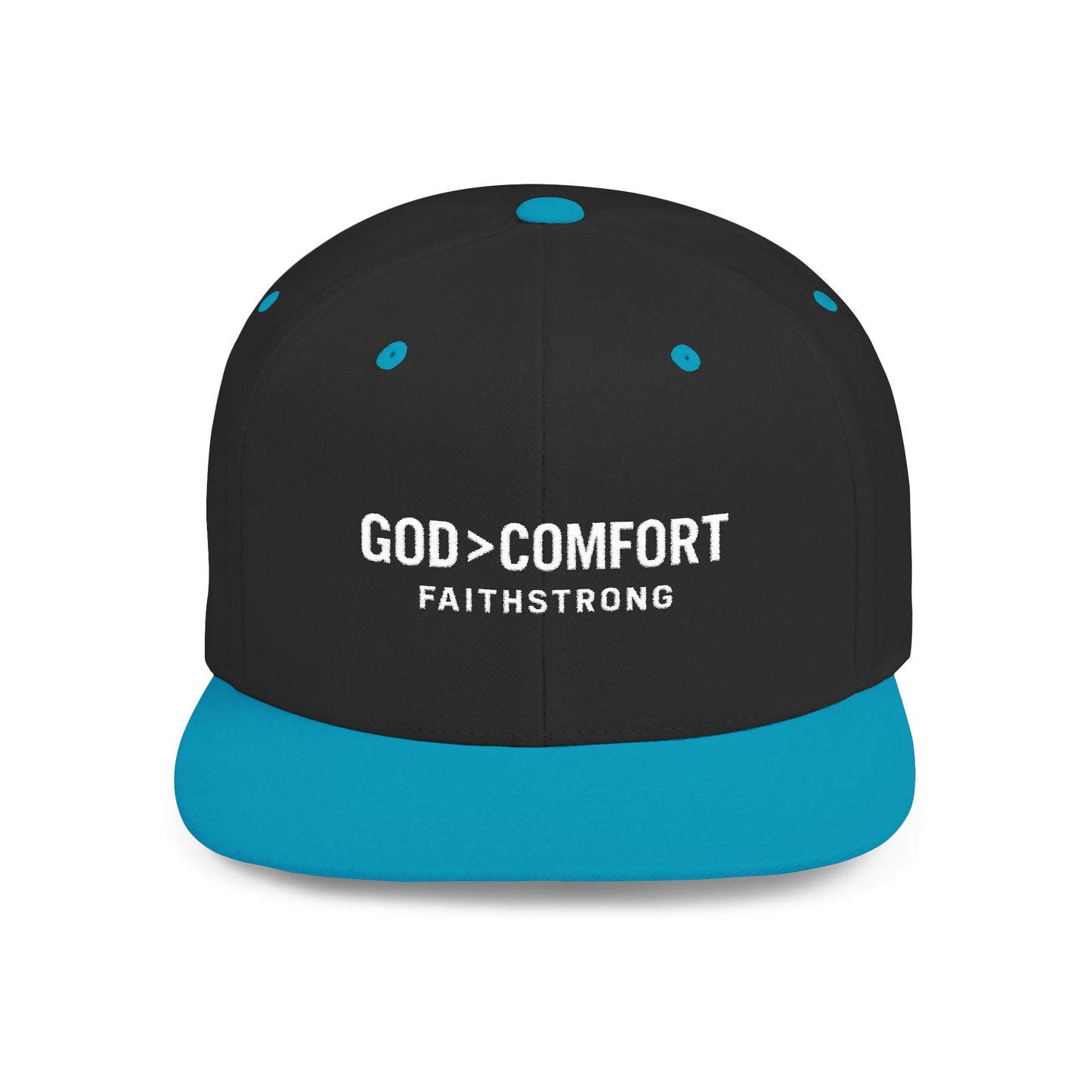 Snapback Cap FaithStrong 'GOD > COMFORT' Stitched Hat