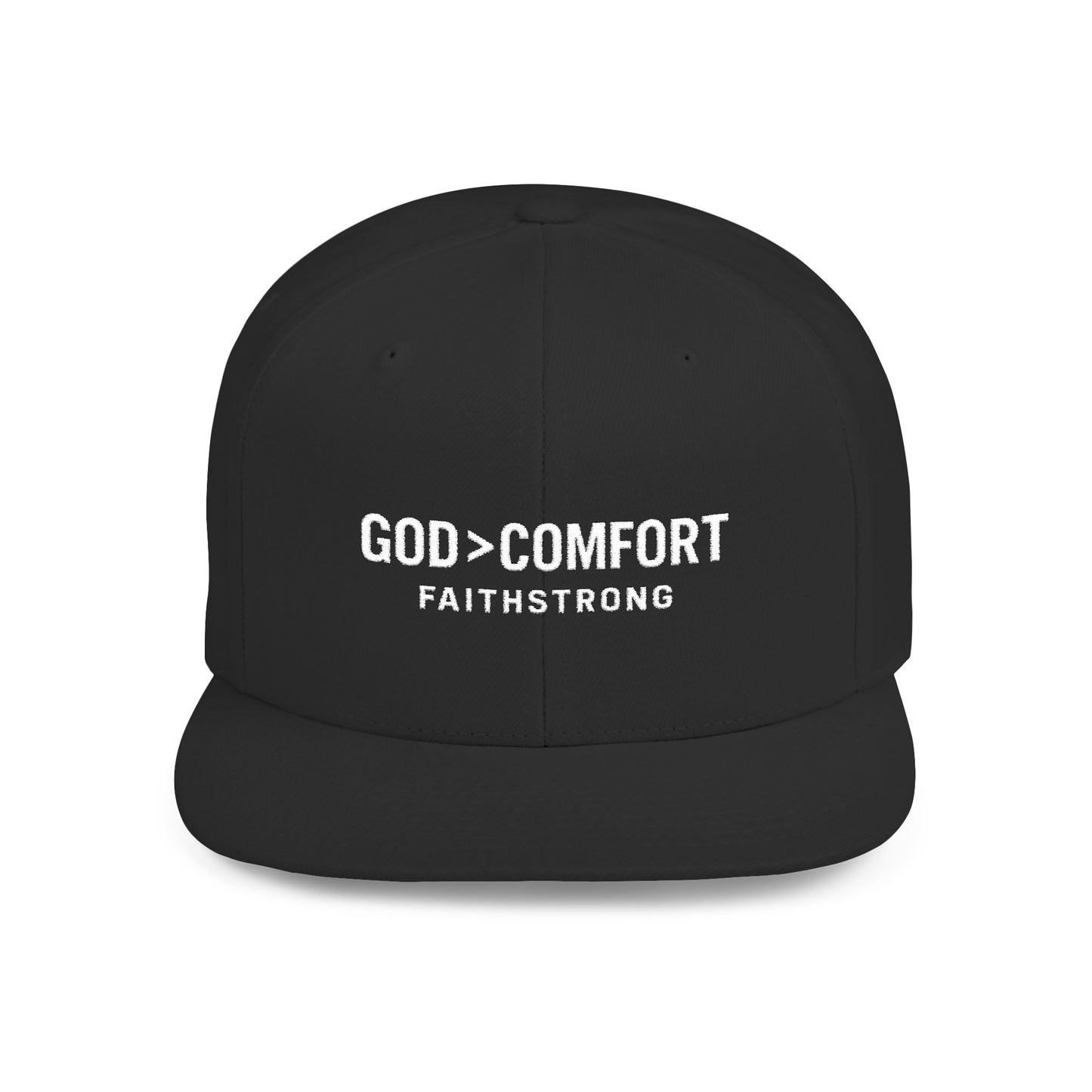 Snapback Cap FaithStrong 'GOD > COMFORT' Stitched Hat