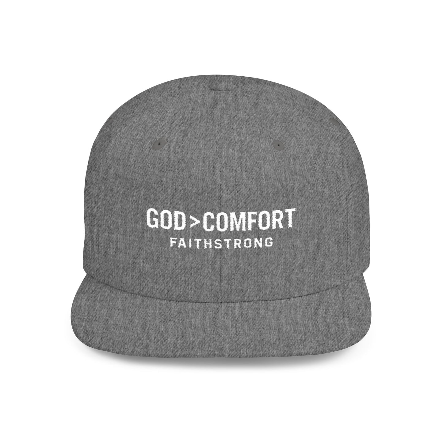 Snapback Cap FaithStrong 'GOD > COMFORT' Stitched Hat