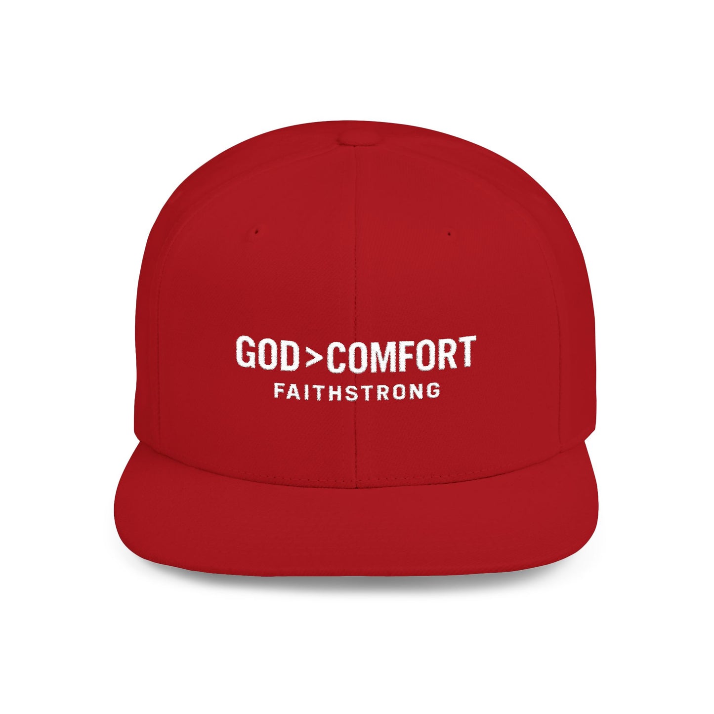 Snapback Cap FaithStrong 'GOD > COMFORT' Stitched Hat