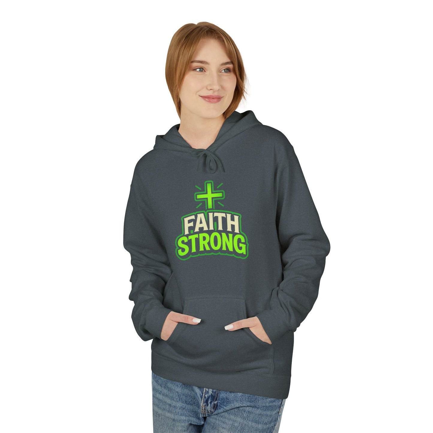 Faith Strong Hoodie — Christian Cross Inspirational Pullover