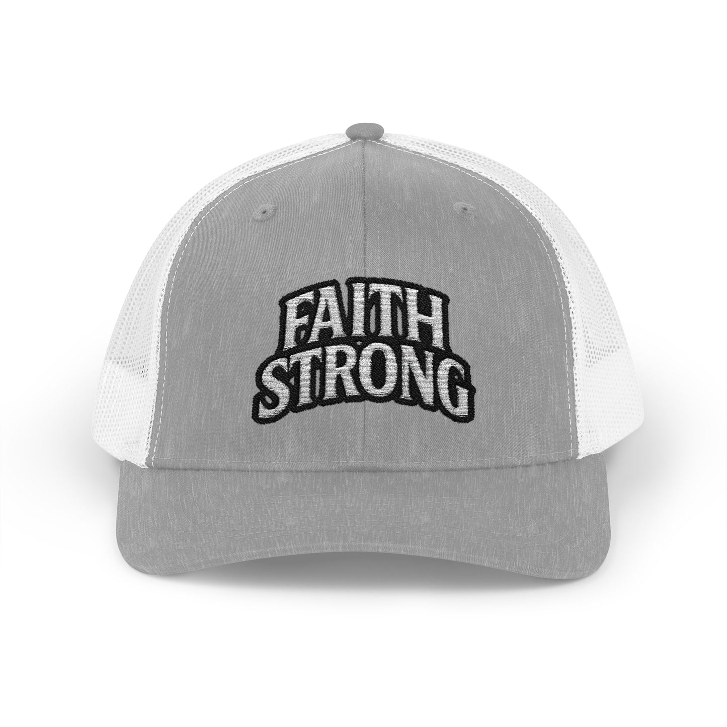 Faith Strong Trucker Cap — Embroidered Christian Snapback Hat