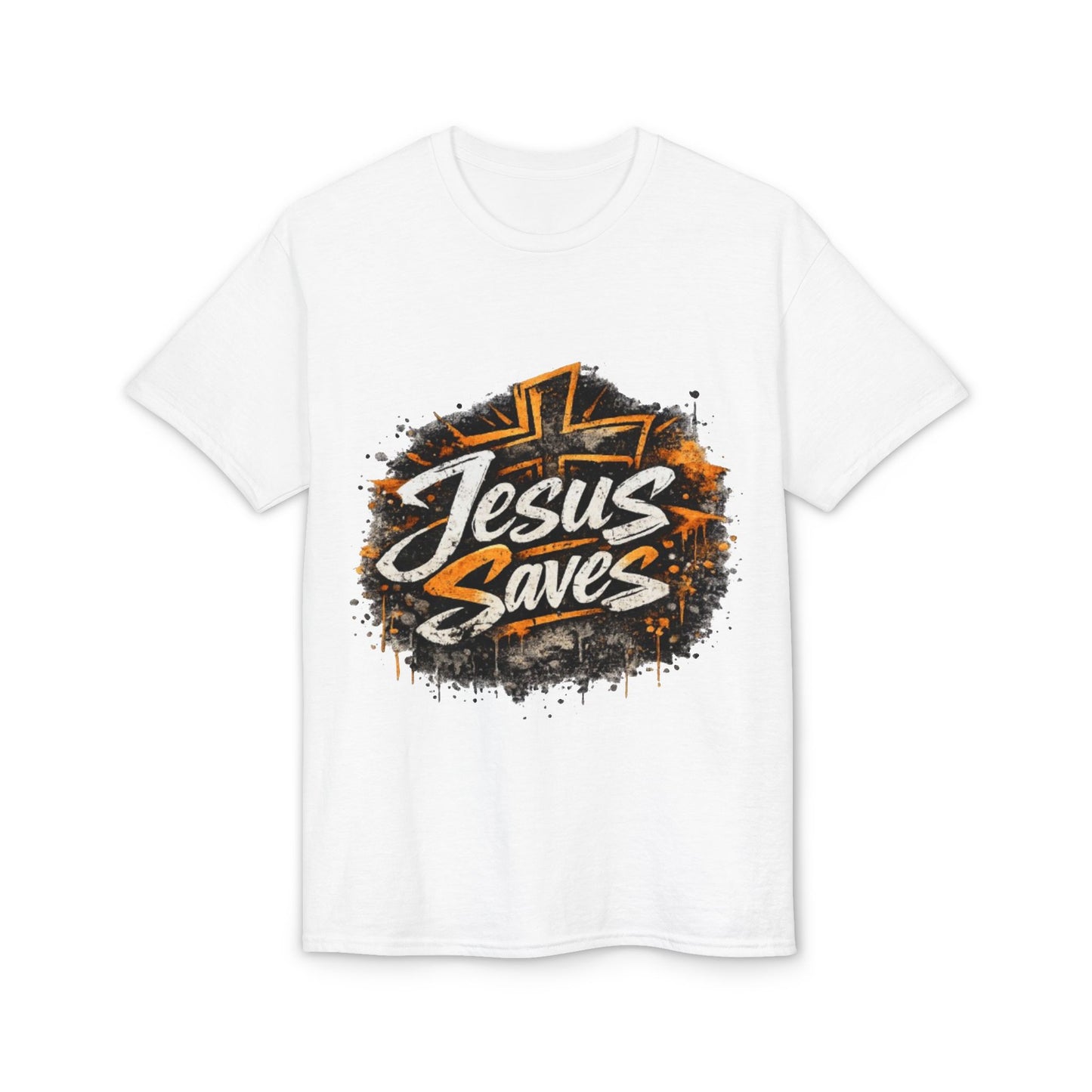 Jesus Saves T-Shirt — Christian Faith Graphic Tee with Cross Design