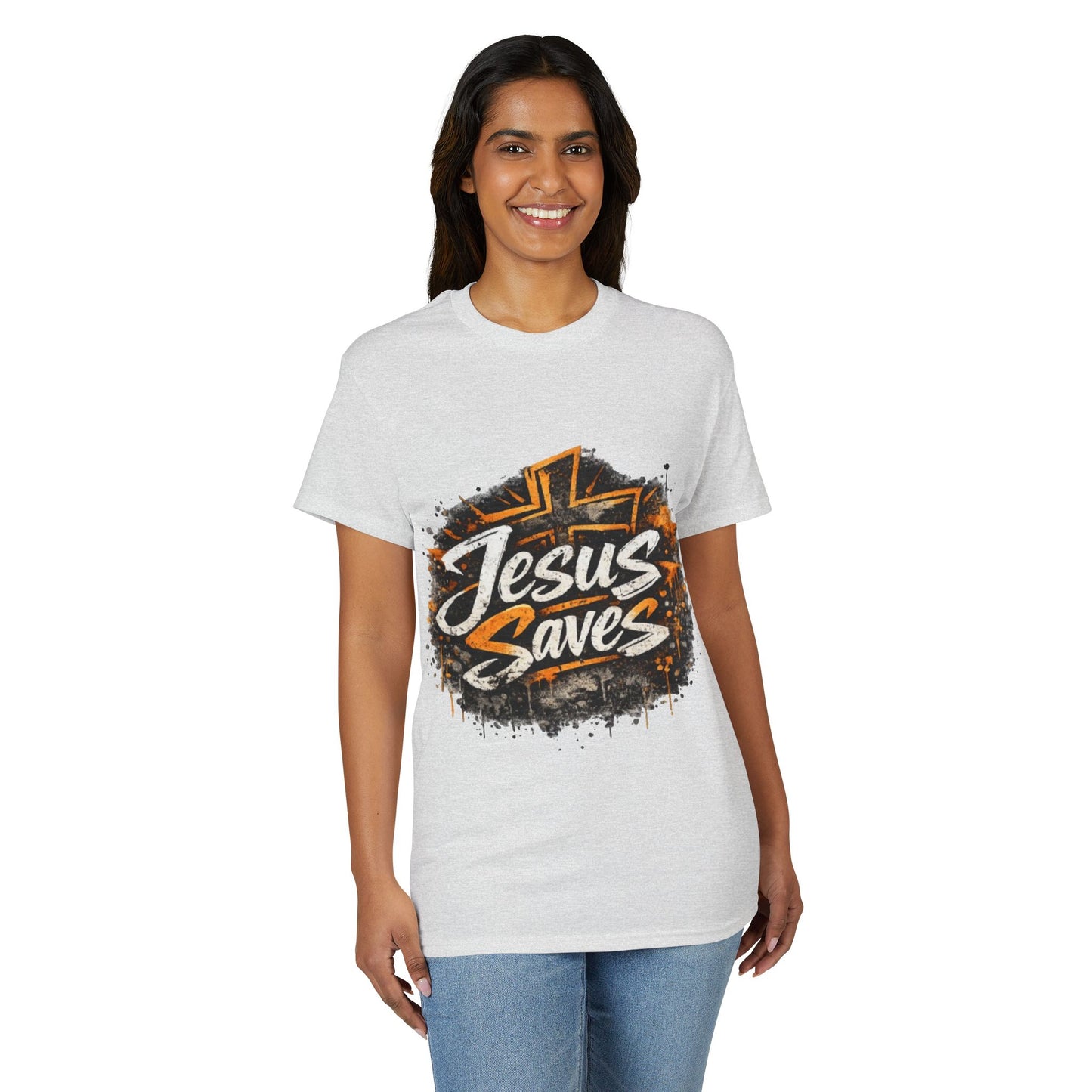 Jesus Saves T-Shirt — Christian Faith Graphic Tee with Cross Design