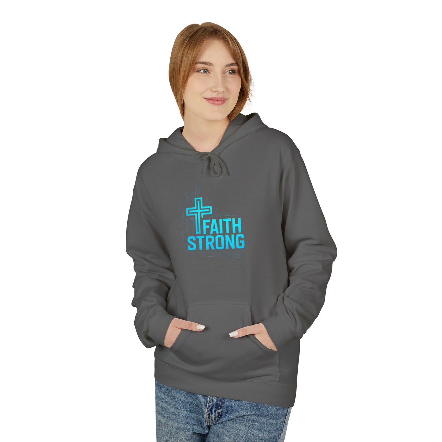 Faith Strong Hoodie — Christian Cross Inspirational Pullover