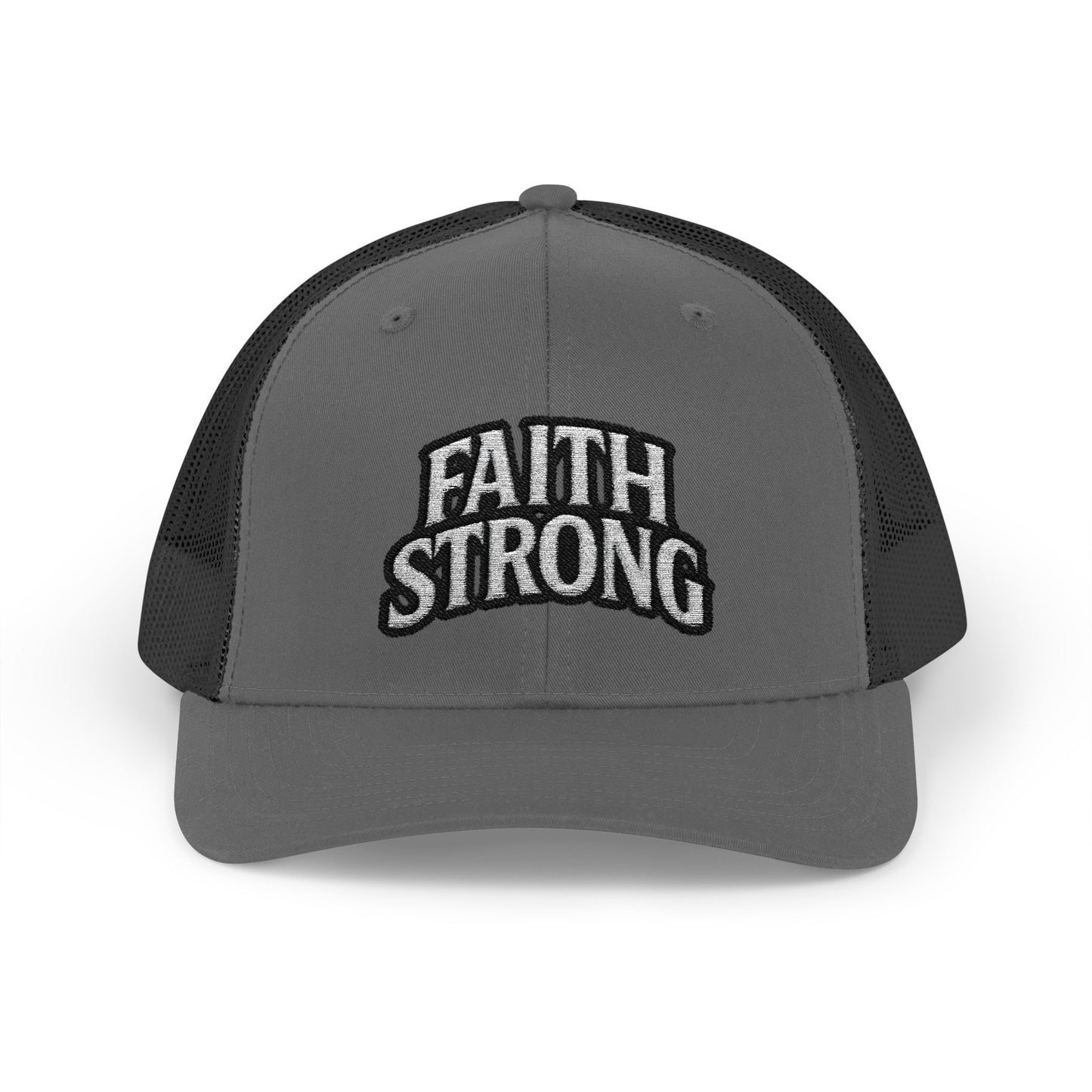 Faith Strong Trucker Cap — Embroidered Christian Snapback Hat
