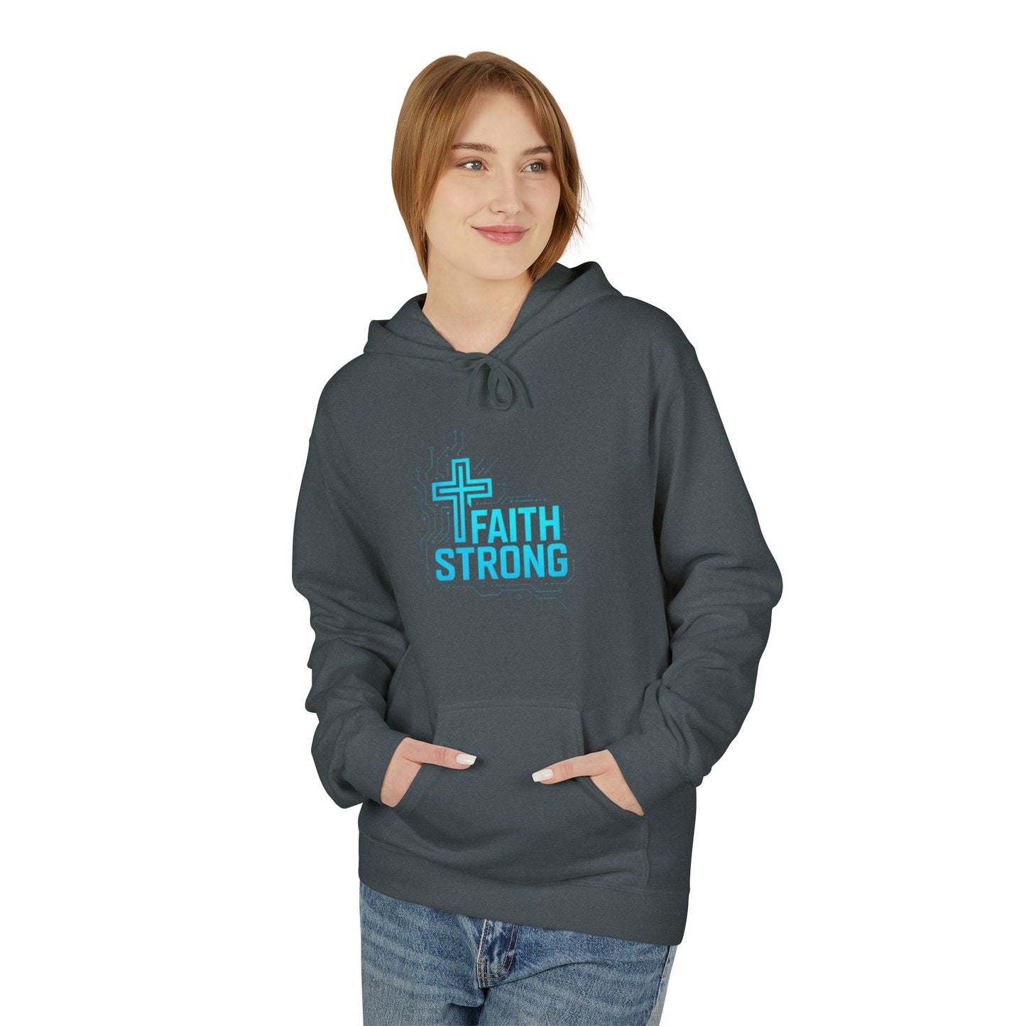 Faith Strong Hoodie — Christian Cross Inspirational Pullover