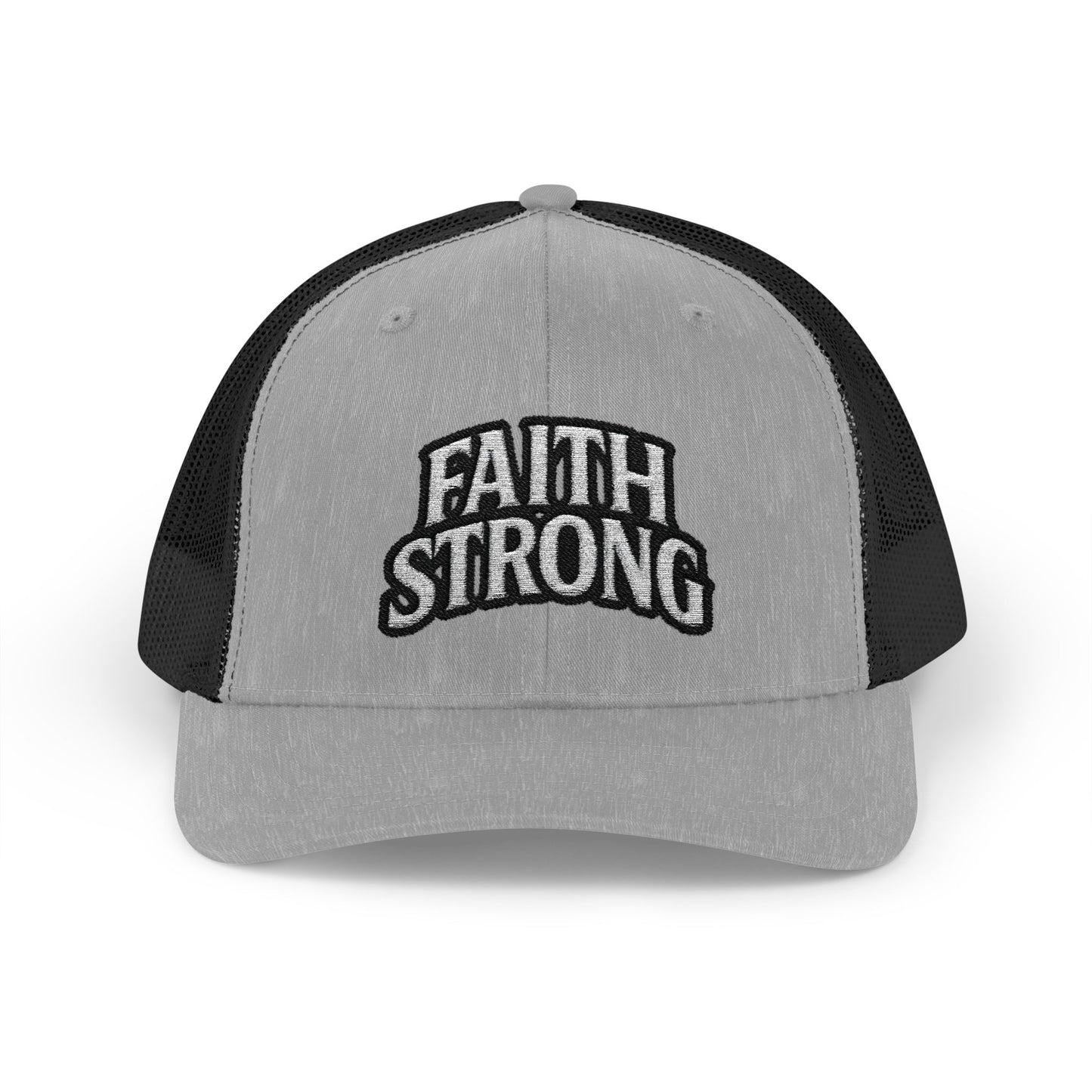 Faith Strong Trucker Cap — Embroidered Christian Snapback Hat