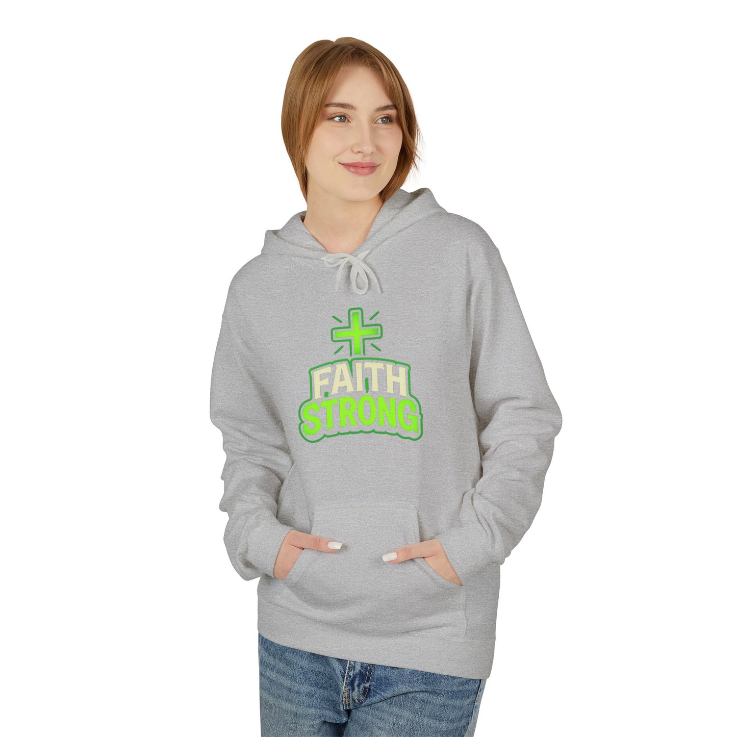 Faith Strong Hoodie — Christian Cross Inspirational Pullover