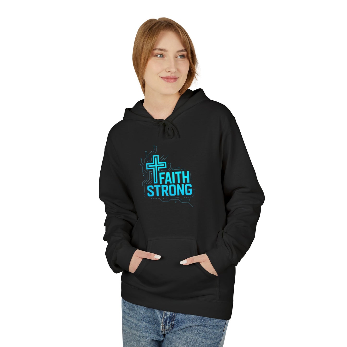 Faith Strong Hoodie — Christian Cross Inspirational Pullover