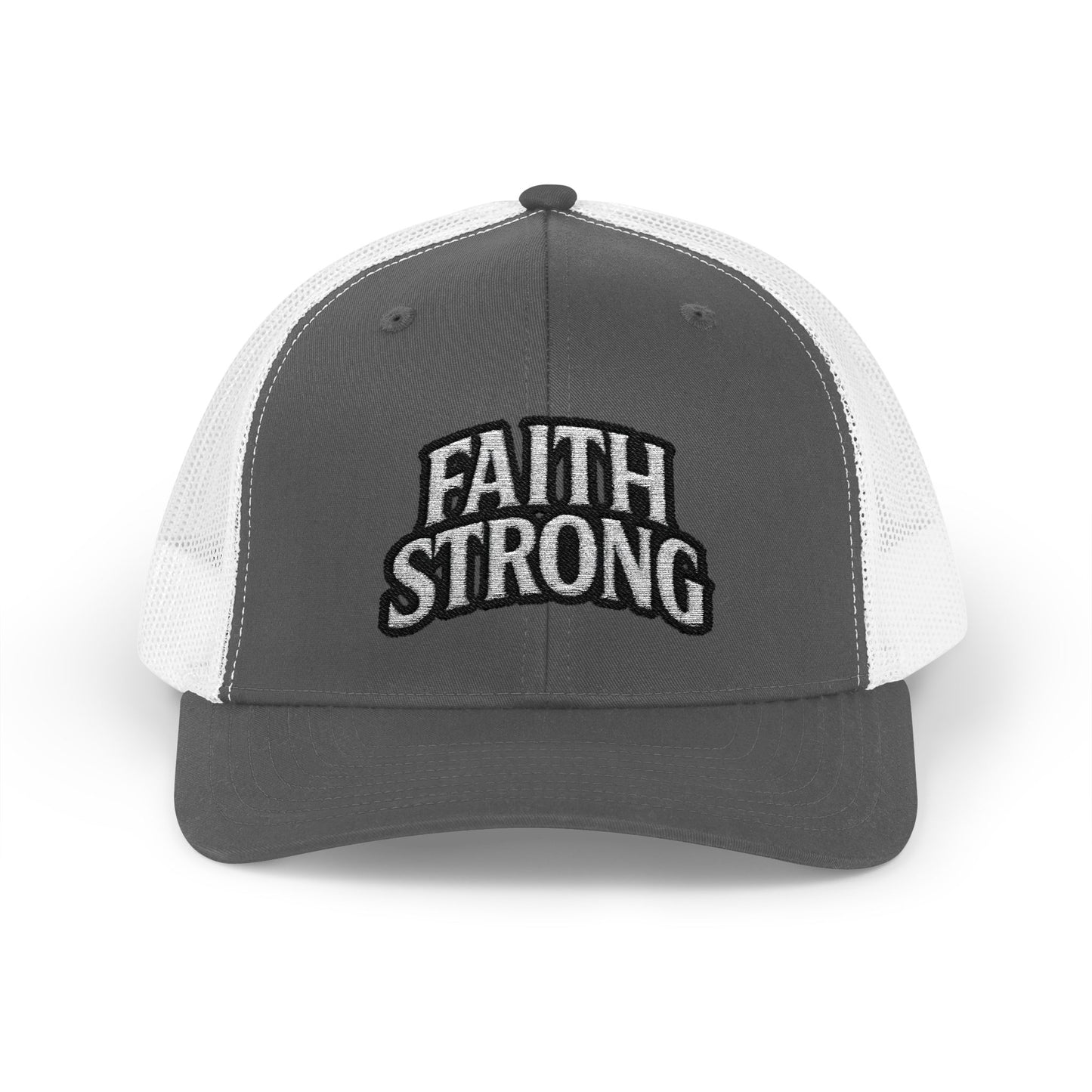 Faith Strong Trucker Cap — Embroidered Christian Snapback Hat