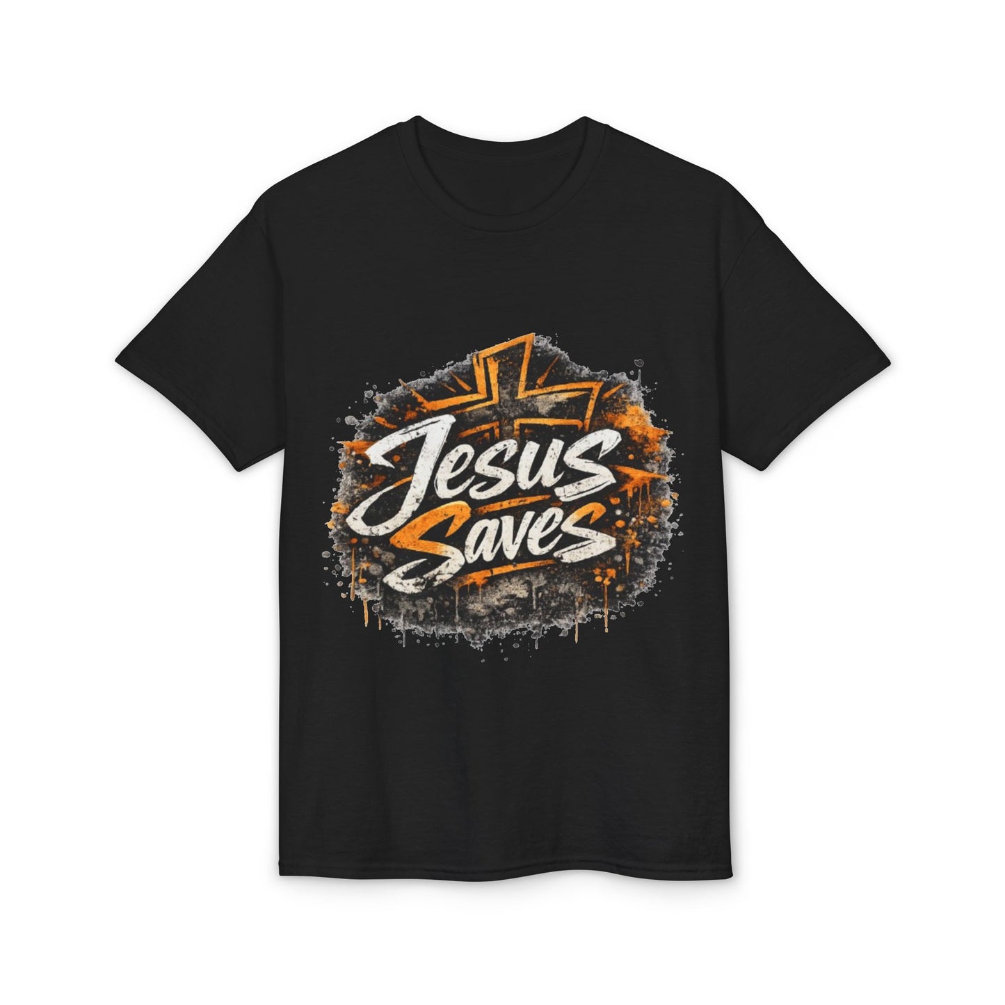 Jesus Saves T-Shirt — Christian Faith Graphic Tee with Cross Design