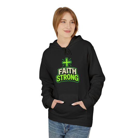Faith Strong Hoodie — Christian Cross Inspirational Pullover