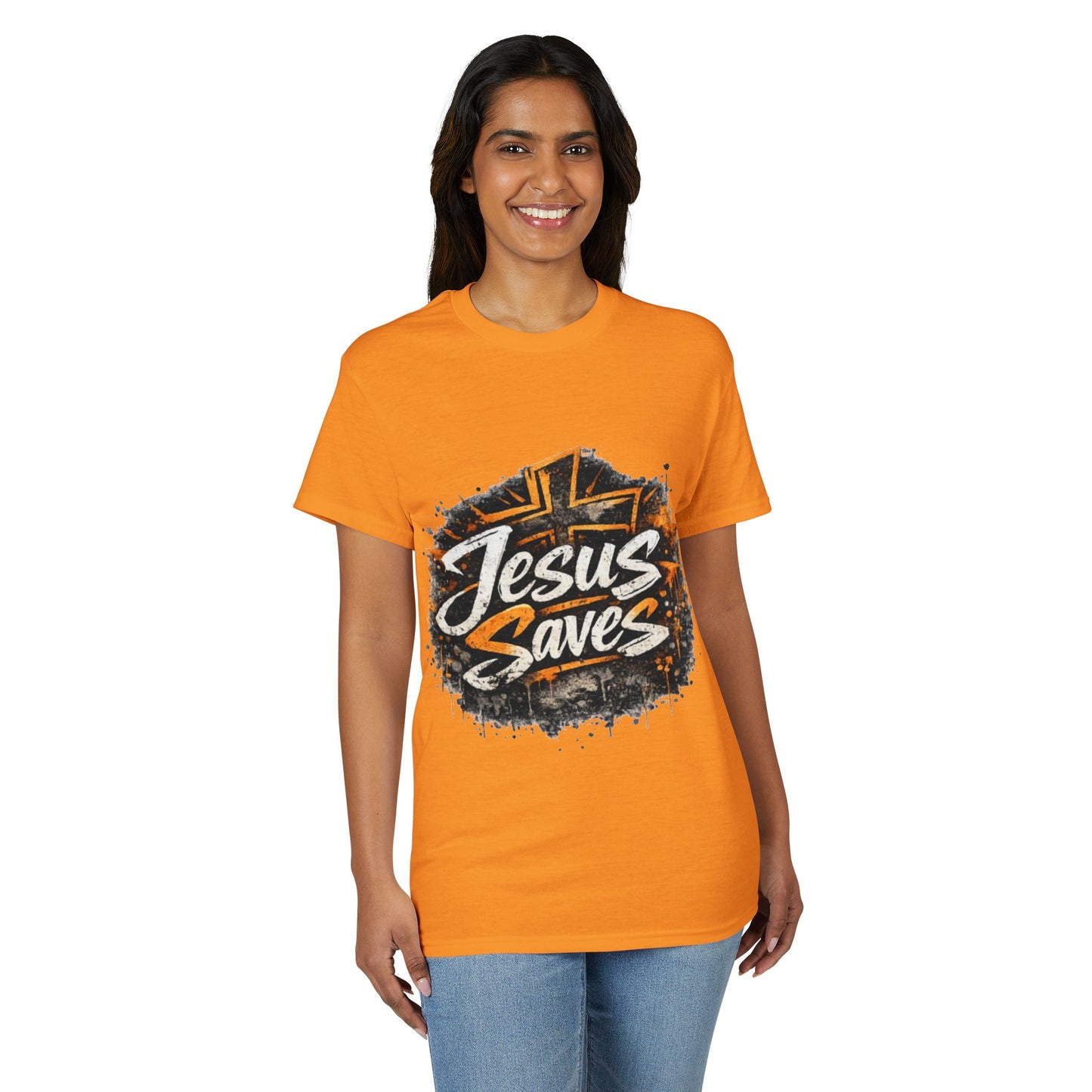 Jesus Saves T-Shirt — Christian Faith Graphic Tee with Cross Design
