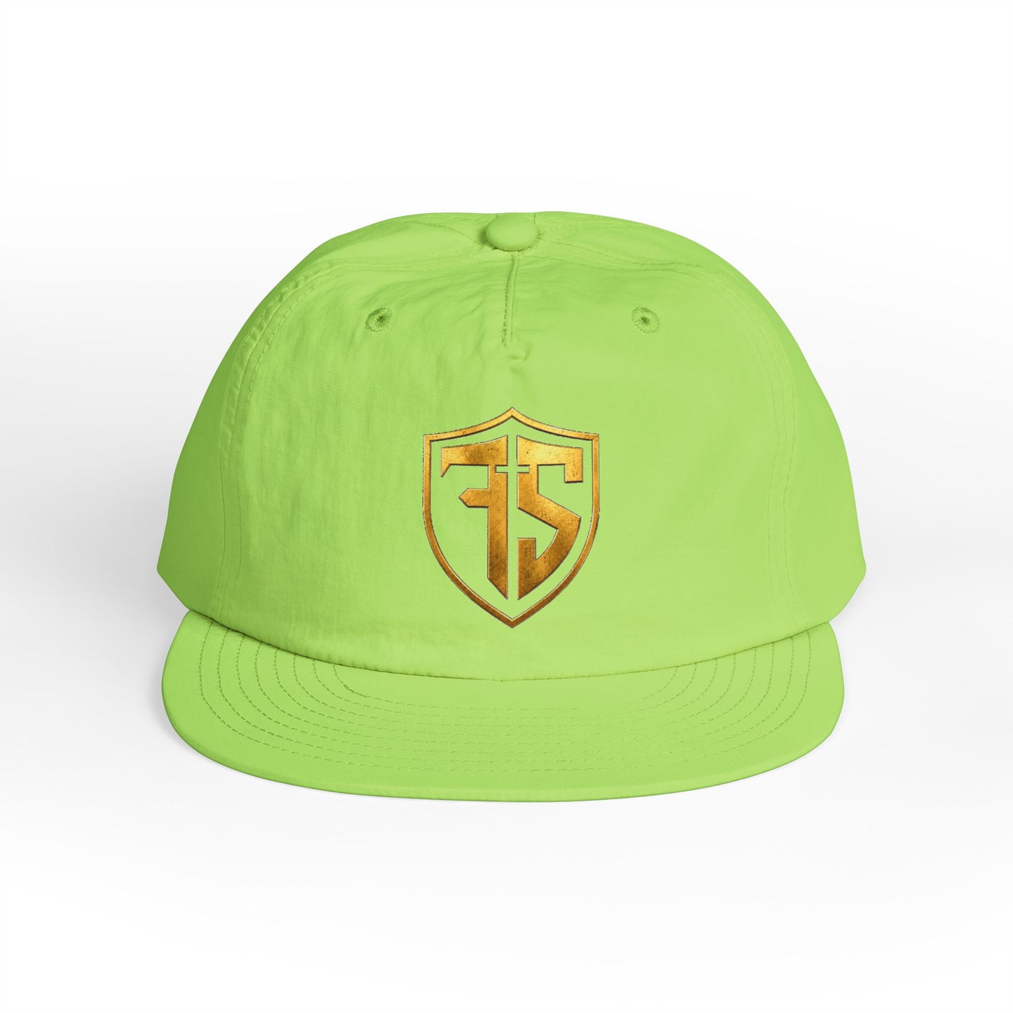 Surf Cap — White Baseball Hat with Gold Shield 'TS' Embroidered Logo