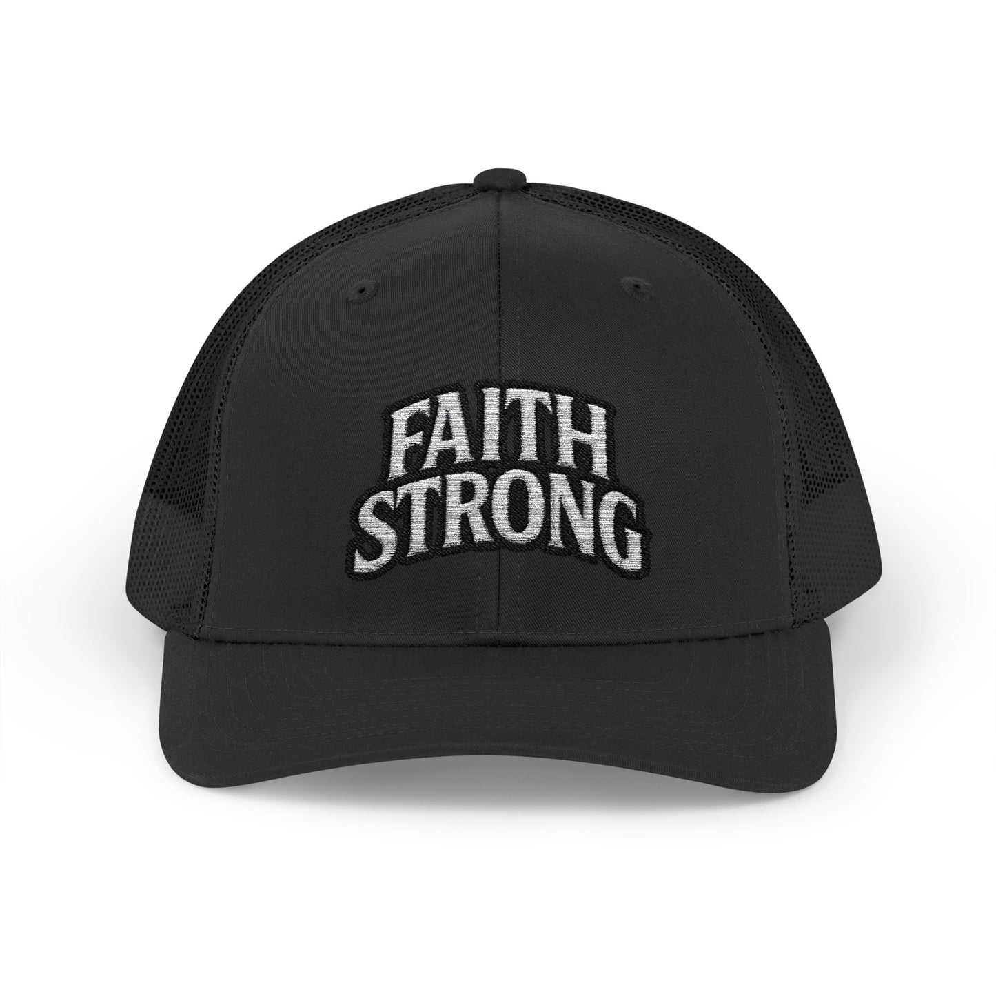 Faith Strong Trucker Cap — Embroidered Christian Snapback Hat