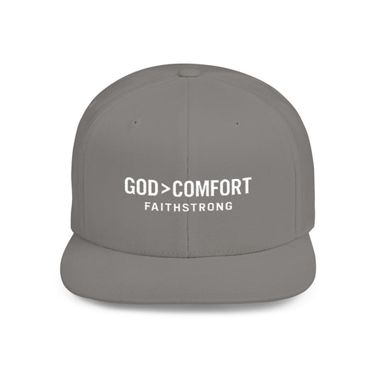 Snapback Cap FaithStrong 'GOD > COMFORT' Stitched Hat