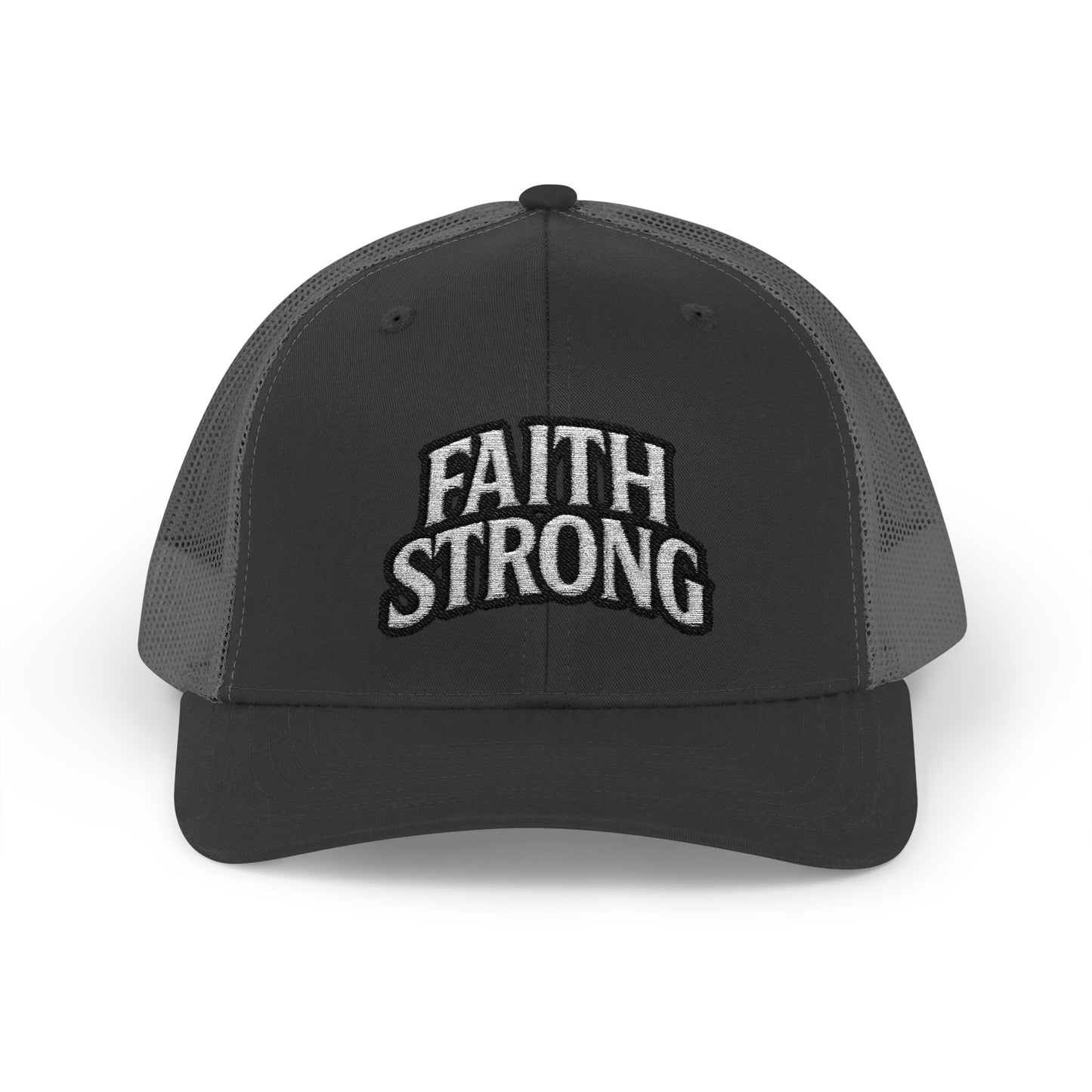 Faith Strong Trucker Cap — Embroidered Christian Snapback Hat