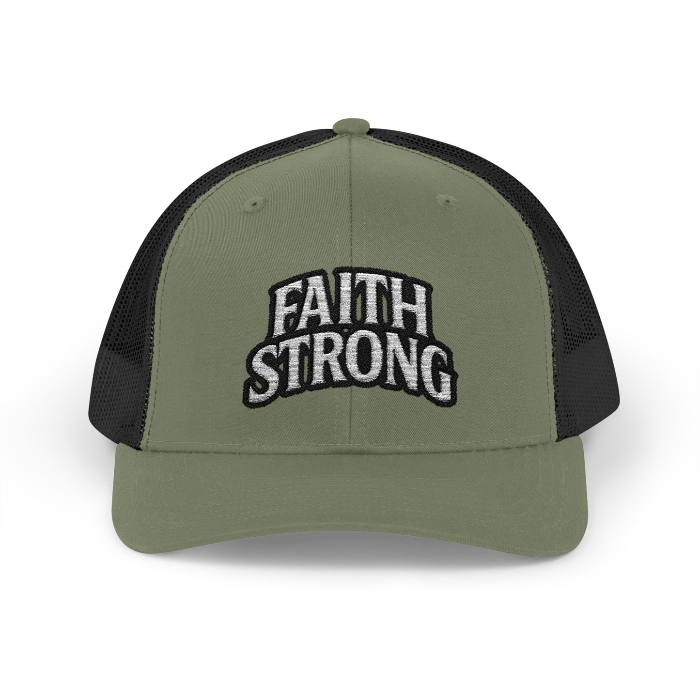 Faith Strong Trucker Cap — Embroidered Christian Snapback Hat