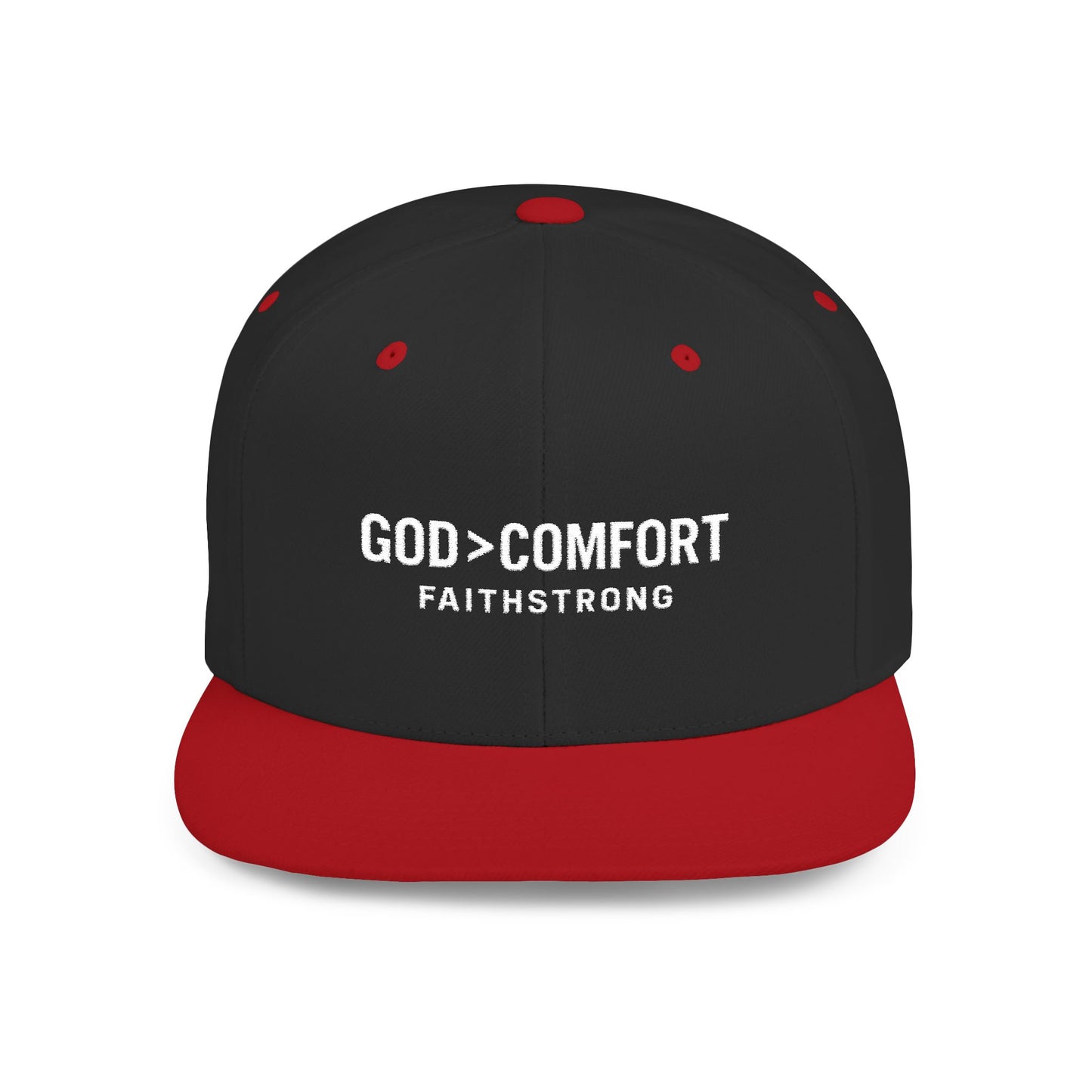 Snapback Cap FaithStrong 'GOD > COMFORT' Stitched Hat